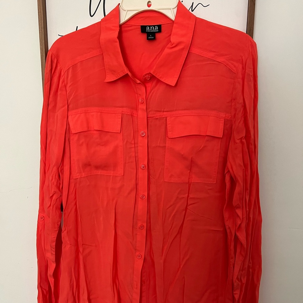 Womens a.n.a. Button down top - size large